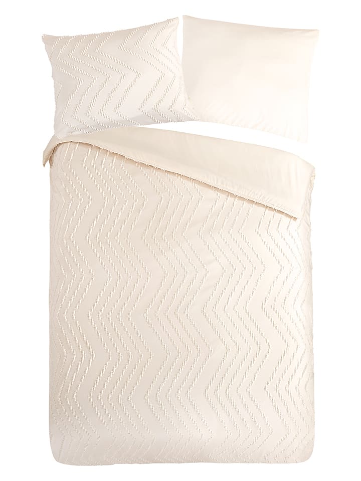 Pure Komplet pościeli "Zigzag" w kolorze kremowym z mikrofibry rozmiar: 135x200 cm