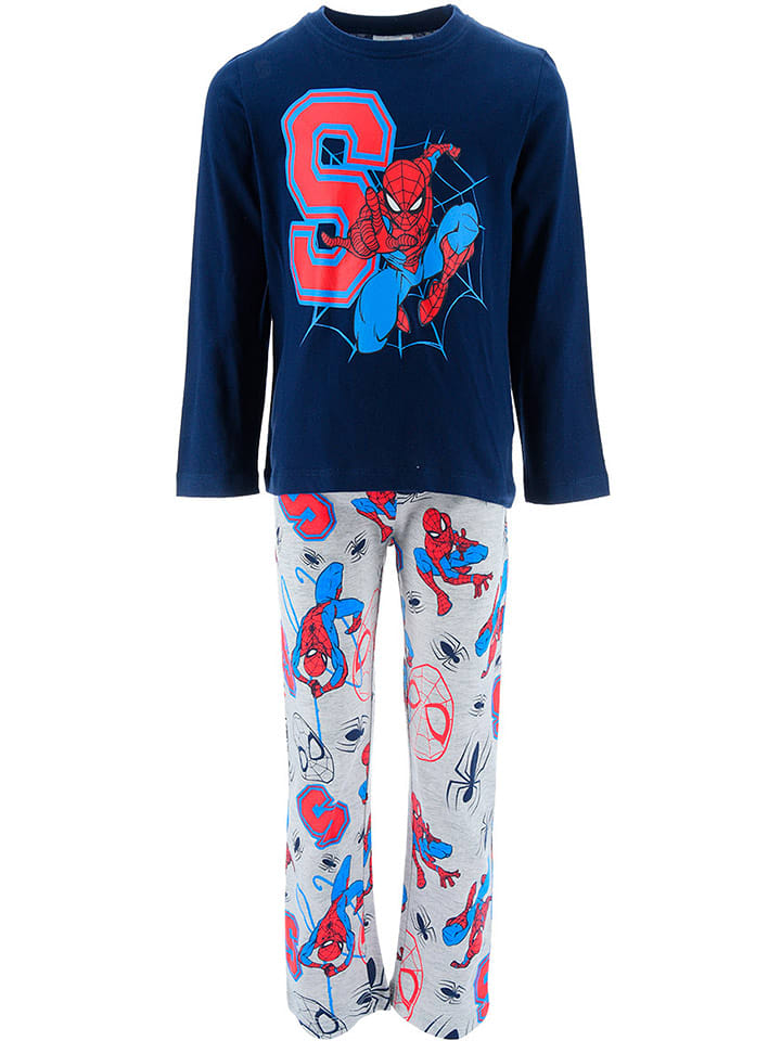 Spiderman Piżama "Spider-Man" w kolorze granatowo-szarym ze wzorem rozmiar: 98