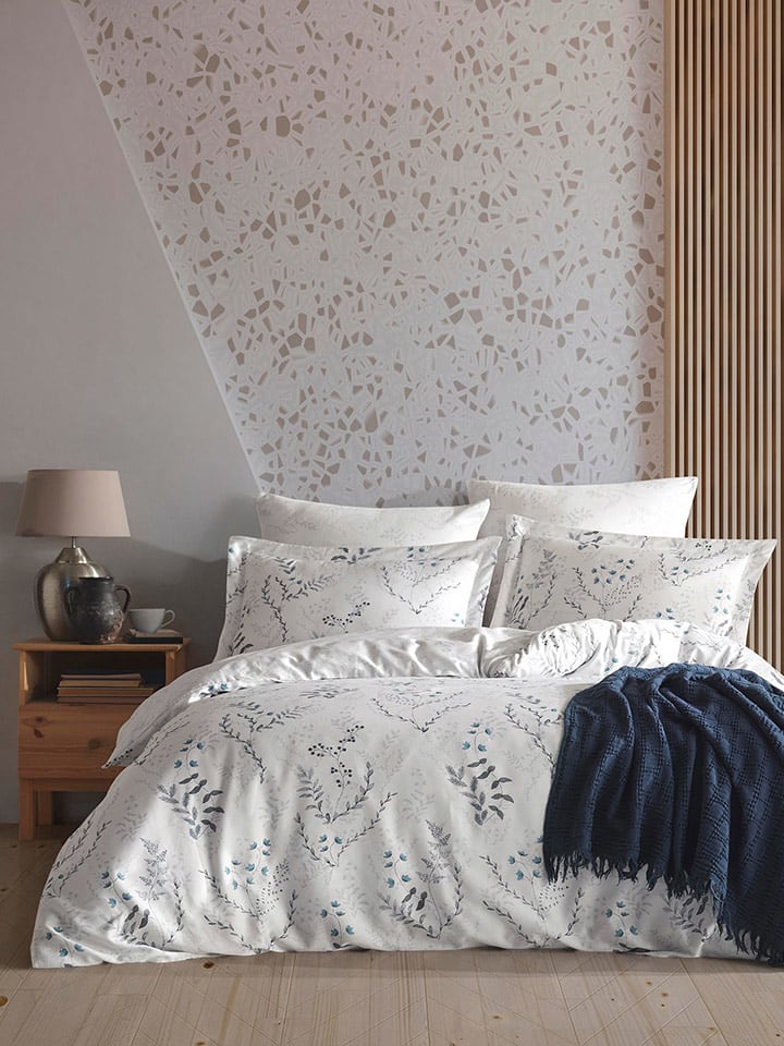 Colourful Cotton Poszewka renforcé "Aqua" w kolorze niebiesko-biało-szarym rozmiar: 80x80 cm