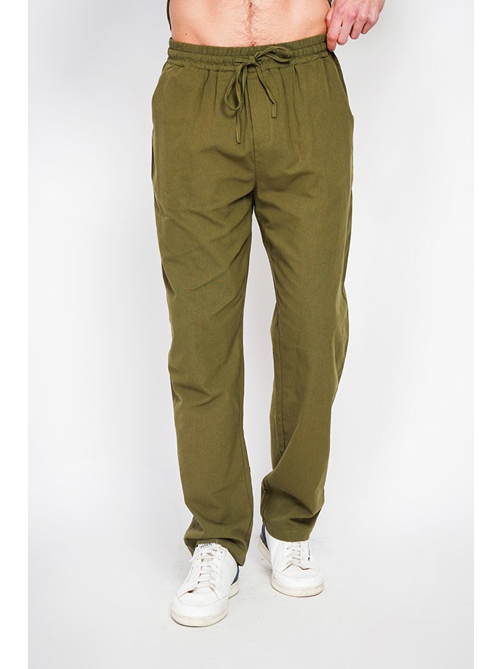 Secret du Lin Lniane spodnie w kolorze khaki rozmiar: 54