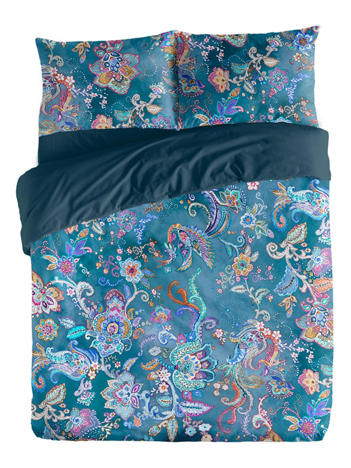 ethere Perkalowa poszwa "Patagonia" w kolorze morskim na kołdrę rozmiar: 200x200 cm