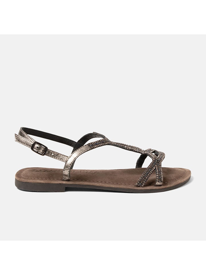 Lazamani Skórzane sandały w kolorze antracytowym rozmiar: 40