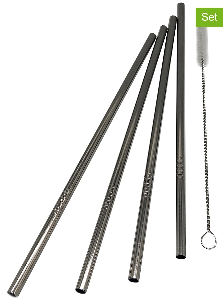 Steel-Function 5-częściowy zestaw: słomki ze szczoteczką do czyszczenia rozmiar: onesize