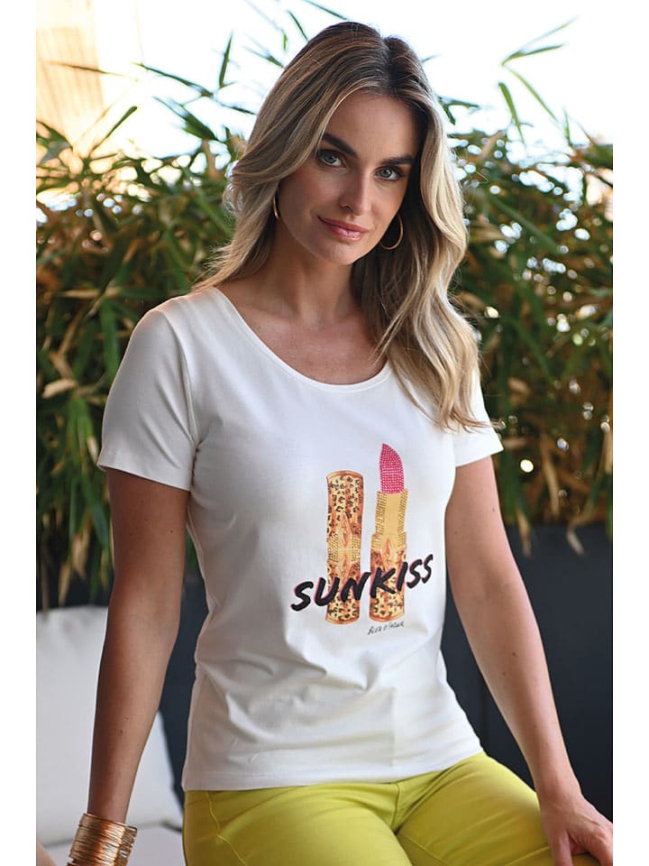 Bleu d'Azur Koszulka "Kiss" w kolorze białym rozmiar: 38