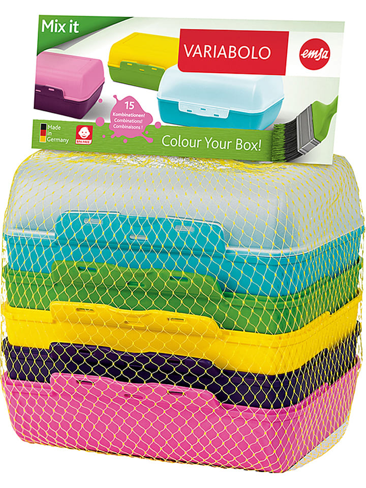 Emsa Pudełka (6 szt.) w różnych kolorach na lunch - 16 x 7 x 11 cm rozmiar: onesize
