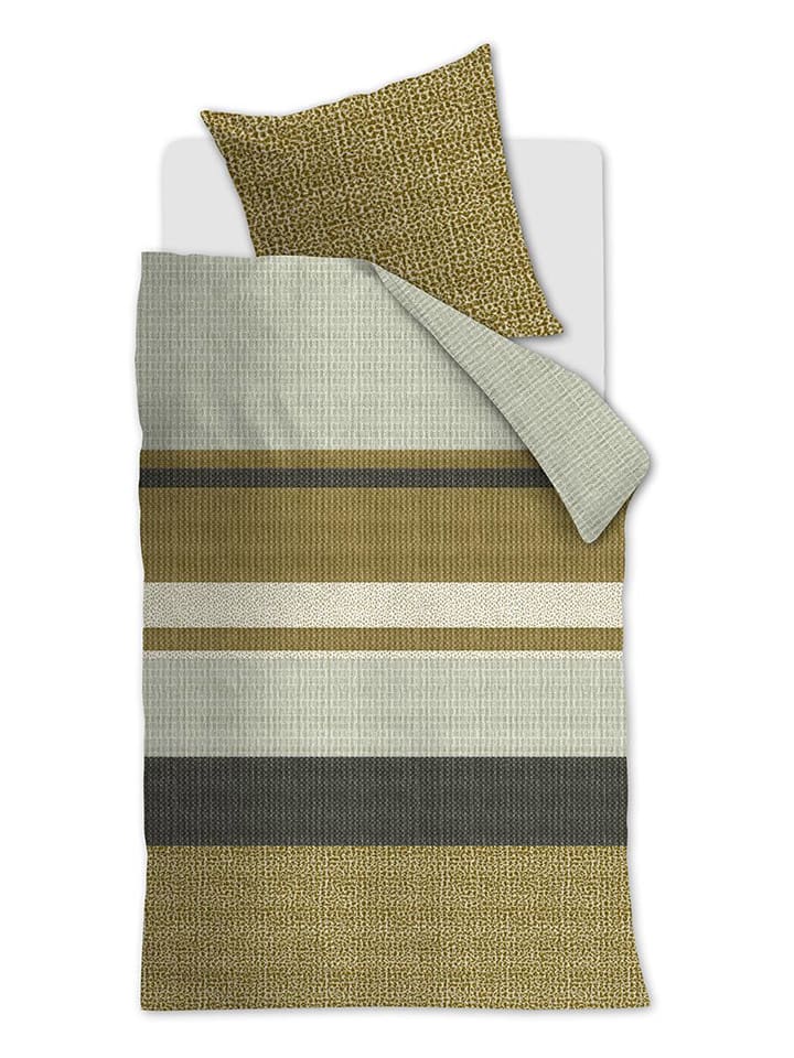 Beddinghouse Komplet pościeli satynowej "Darren" w kolorze żółto-zielonym rozmiar: 155x220 cm