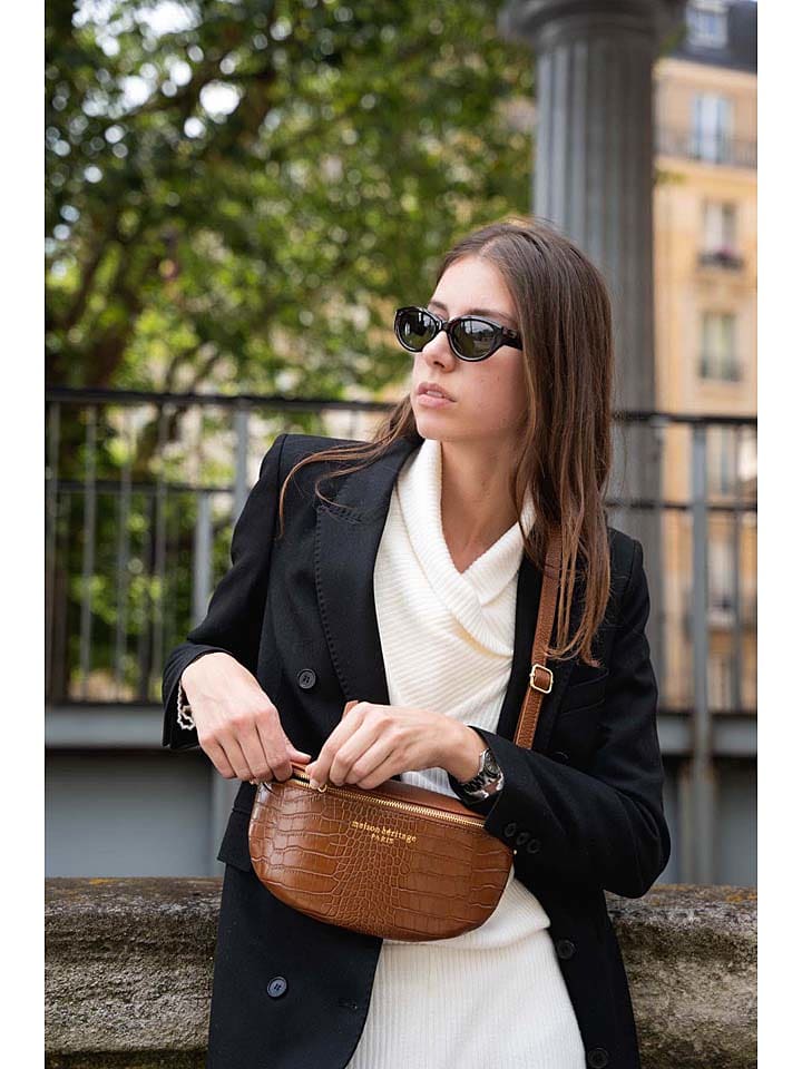 maison héritage PARIS Skórzana saszetka "Kimi Croco" w kolorze jasnobrązowym - 28 x 15 x 5 cm rozmiar: onesize