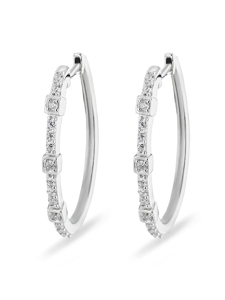 CHARM'S Srebrne kolczyki-kreole z cyrkoniami rozmiar: onesize