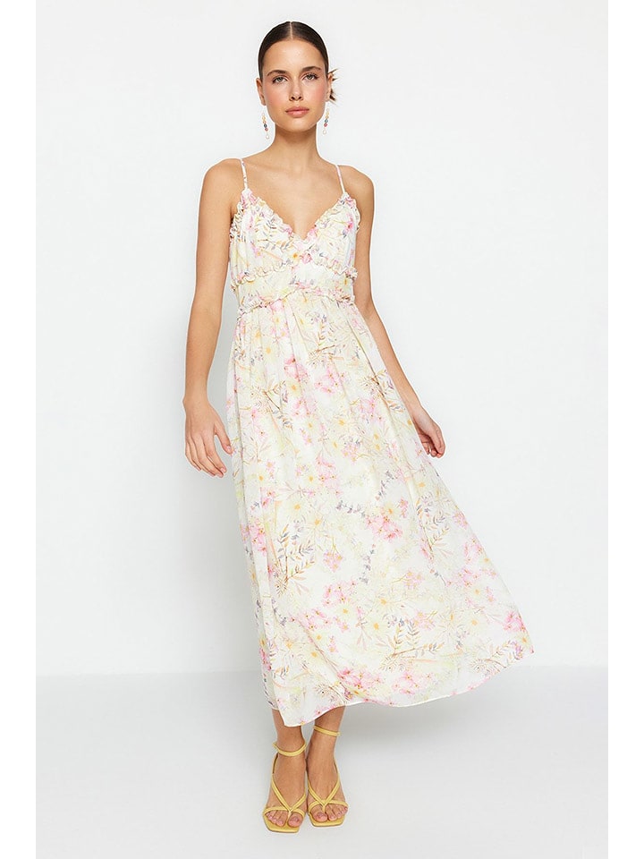 trendyol Sukienka w kolorze kremowo-jasnoróżowym rozmiar: 42