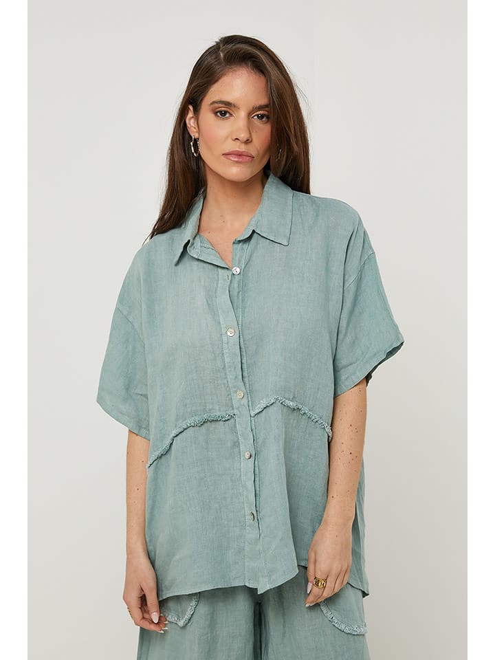 Rodier Lin Lniana koszula w kolorze zielonym rozmiar: XL/XXL