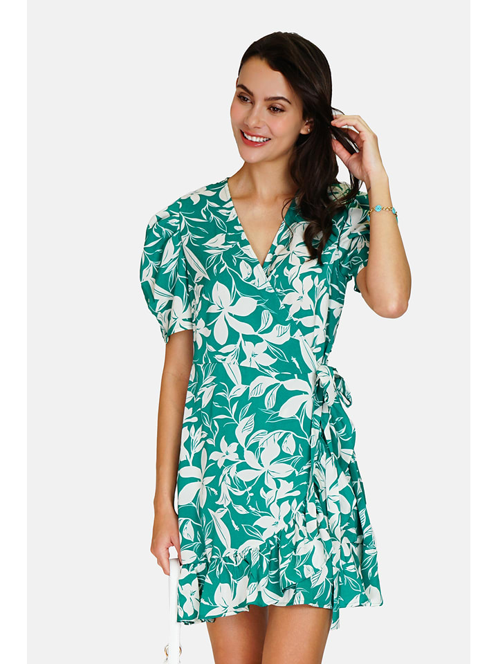 ASSUILI Sukienka w kolorze biało-turkusowym rozmiar: 34