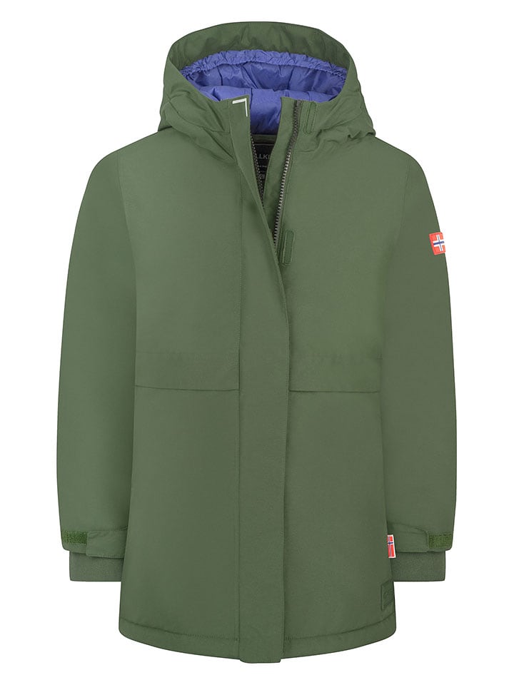 Trollkids Płaszcz zimowy "Hovden" w kolorze khaki rozmiar: 140