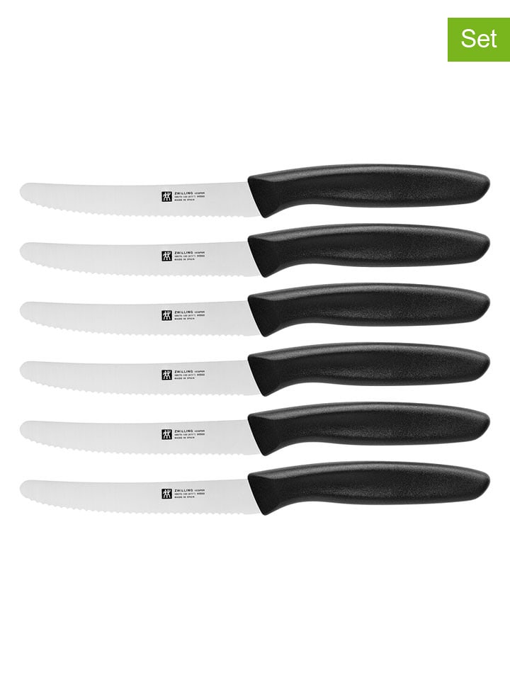 Zwilling Noże (6 szt.) "Twin" w kolorze czarnym do warzyw - dł. 12 cm rozmiar: onesize