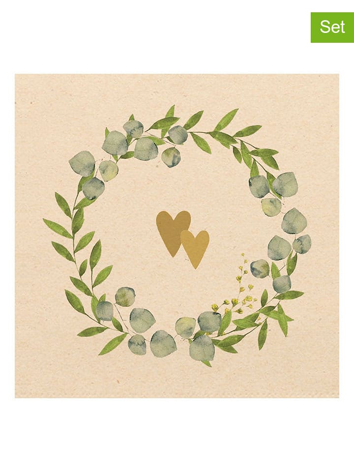 ppd Serwetki (40 szt.) "Two Hearts" w kolorze beżowo-zielonym rozmiar: onesize