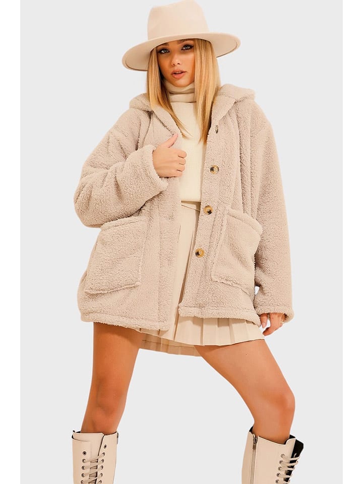 Trend Alacati Kurtka pluszowa w kolorze beżowym rozmiar: L