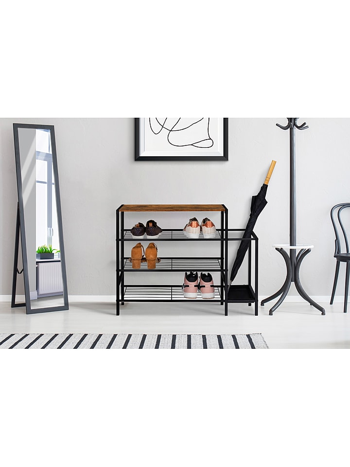 IDOMYA Essentials Regał "Elize" w kolorze jasnobrązowo-czarnym na buty - 80 x 60 x 30 cm rozmiar: onesize