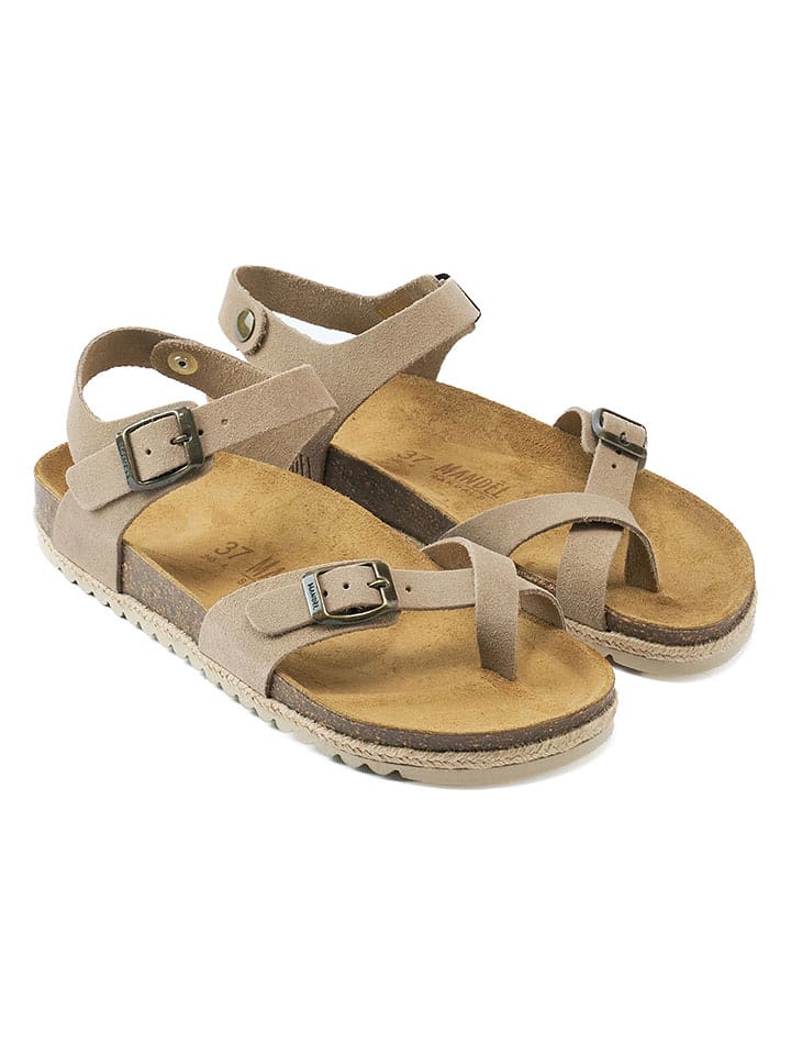 Mandel Skórzane sandały w kolorze beżowo-brązowym rozmiar: 40