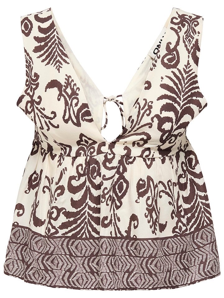 ONLY Top w kolorze brązowo-kremowym rozmiar: XS