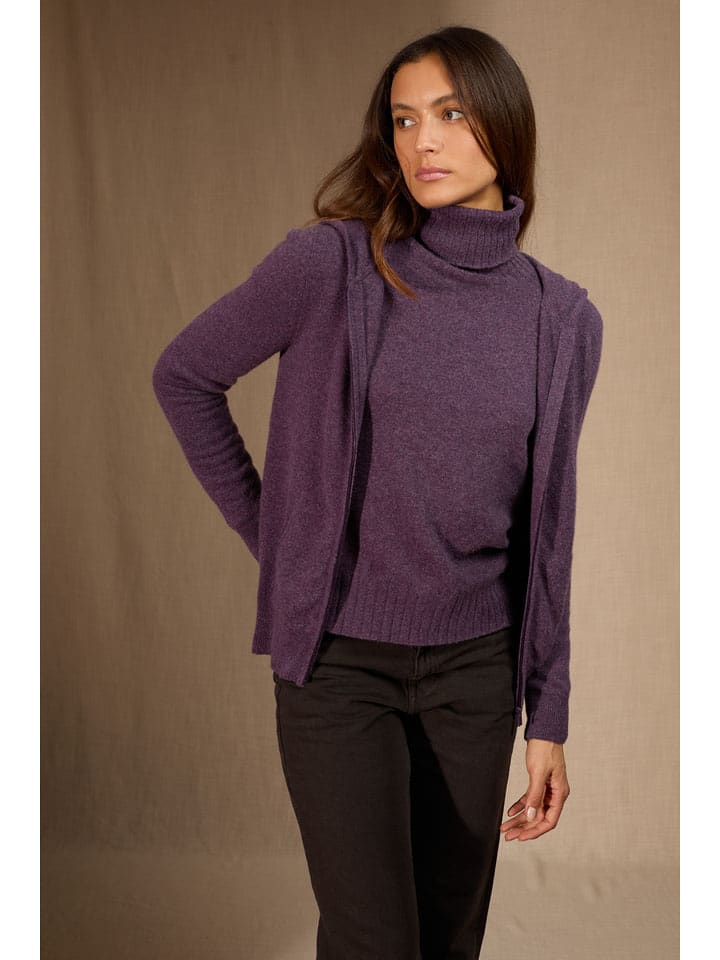 Perfect Cashmere Kaszmirowy kardigan "Emma" w kolorze fioletowym rozmiar: L