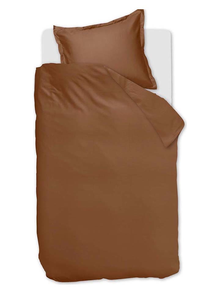 Ambiante Komplet pościeli satynowej "Uni" w kolorze jasnobrązowym rozmiar: 200x200/220 cm