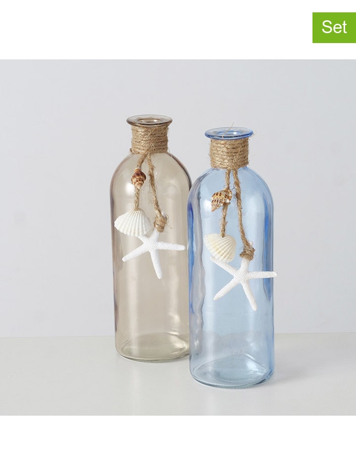 Boltze Wazony (2 szt.) "Calas" w kolorze błękitno-beżowym - wys. 21 cm rozmiar: onesize