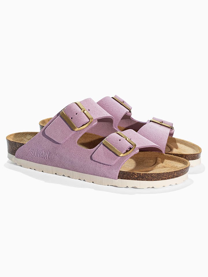 Sunbay Skórzane klapki "Trefle" w kolorze jasnoróżowym rozmiar: 39