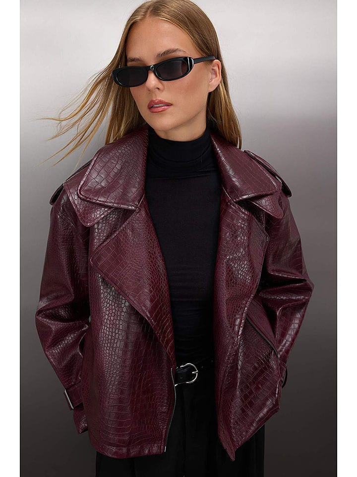 trendyol Kurtka w kolorze bordowym ze skóry syntetycznej rozmiar: S