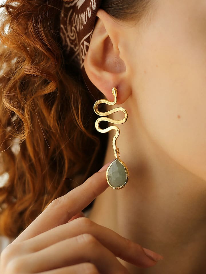 L'Atelier de Gaia Pozłacane kolczyki-wkrętki z akwamarynami rozmiar: onesize