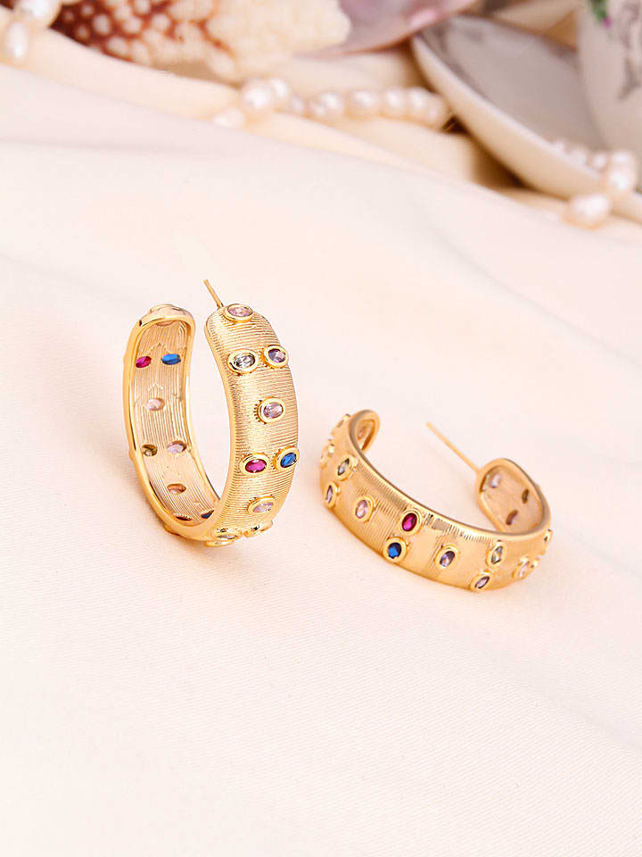 L'Atelier de Gaia Pozłacane kolczyki-półkreole z cyrkoniami rozmiar: onesize