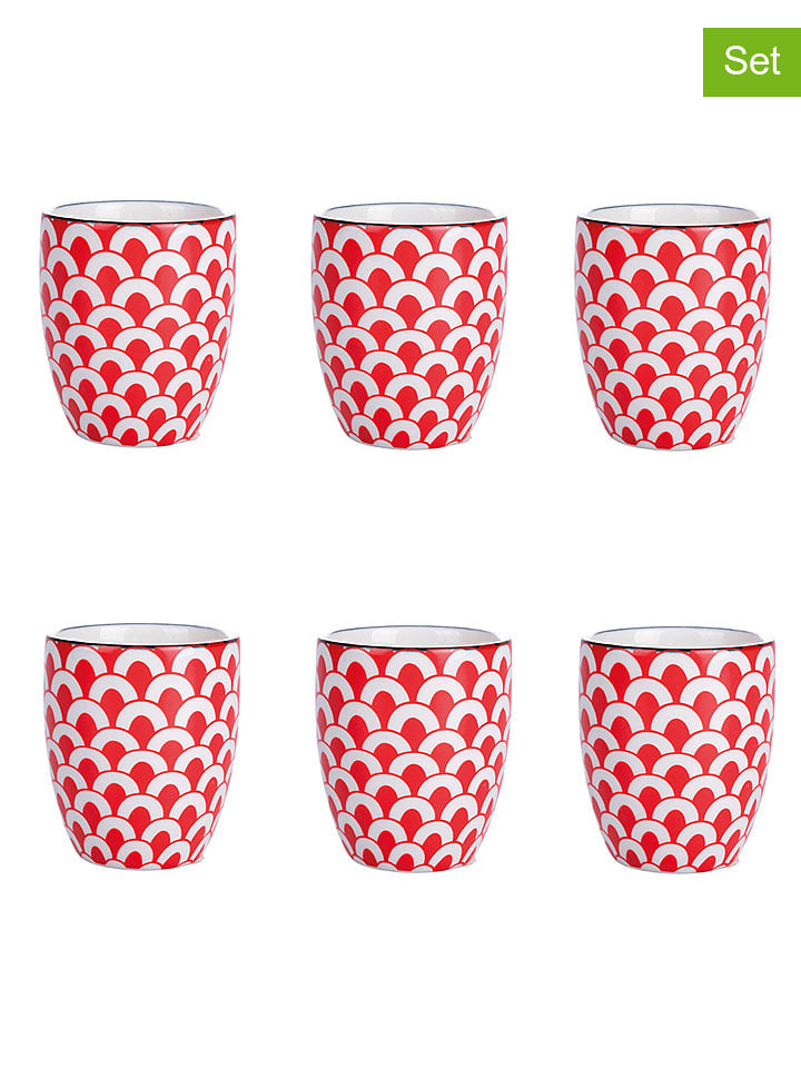 Villa d´Este Kubki (6 szt.) "Confusion" w kolorze czerwonym do kawy - 90 ml rozmiar: onesize