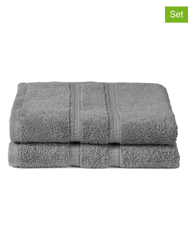 Schiesser Ręczniki (2 szt.) "Las Palmas" w kolorze antracytowym do rąk rozmiar: 50x100 cm