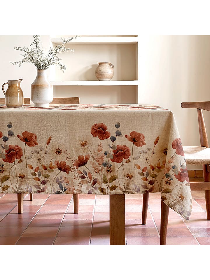 Mint Rugs Obrus "Floral And Tropical Amapola" w kolorze beżowo-czerwonym rozmiar: 155x250 cm