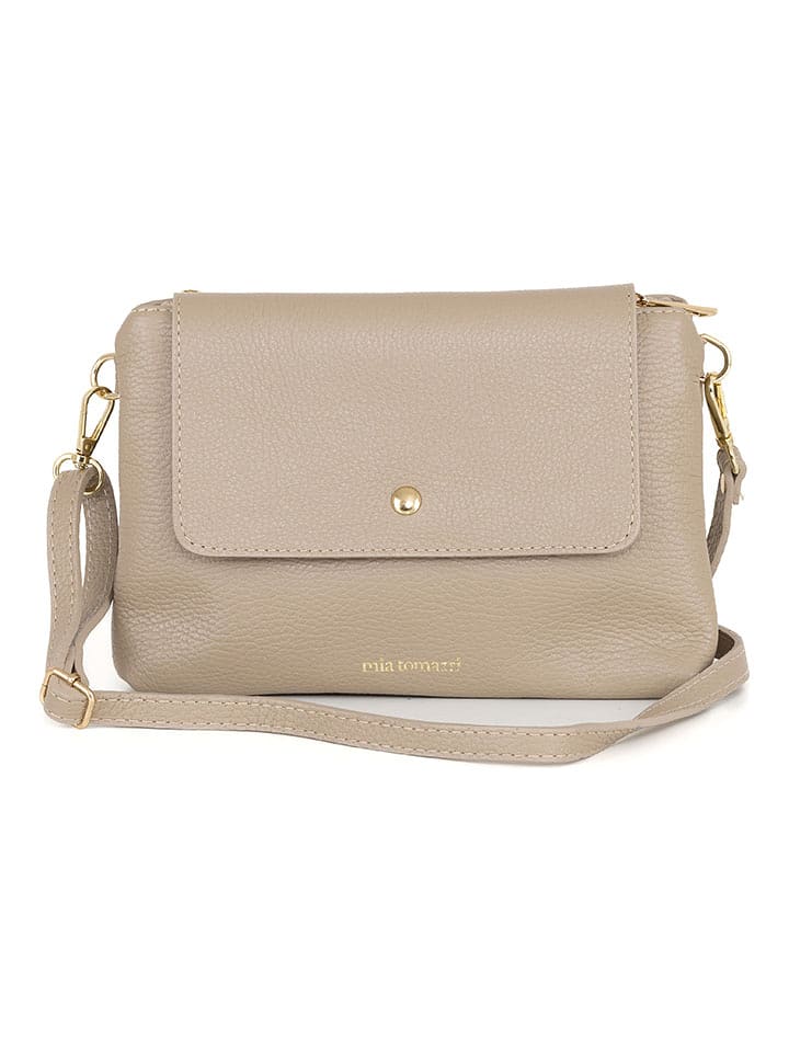 Mia Tomazzi Skórzana torebka w kolorze beżowym - 24 x 16 x 8 cm rozmiar: onesize