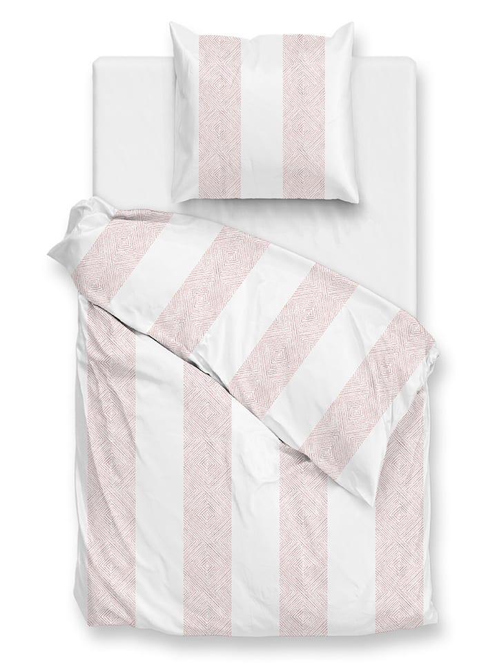 Zo!Home Komplet pościeli w kolorze biało-jasnoróżowym z mako-satyny rozmiar: 135x200 cm