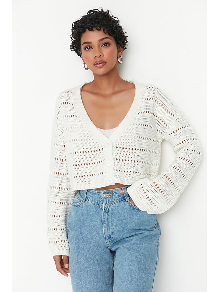 trendyol Kardigan w kolorze białym rozmiar: M