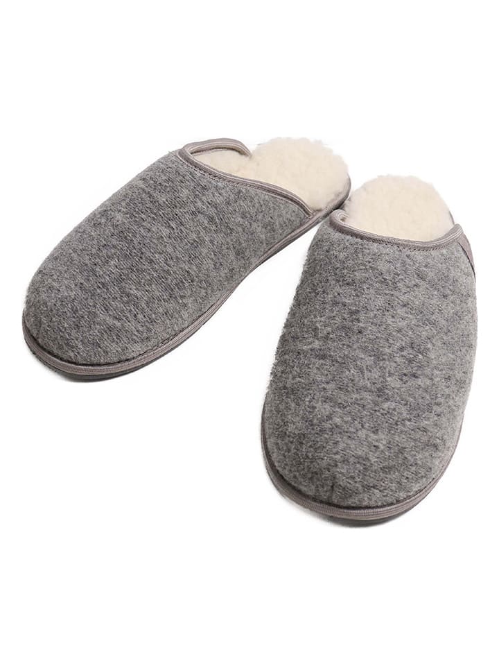 Kaiser Naturfellprodukte H&L Wełniane klapki "Cosy Filz" w kolorze szarym rozmiar: 44/45