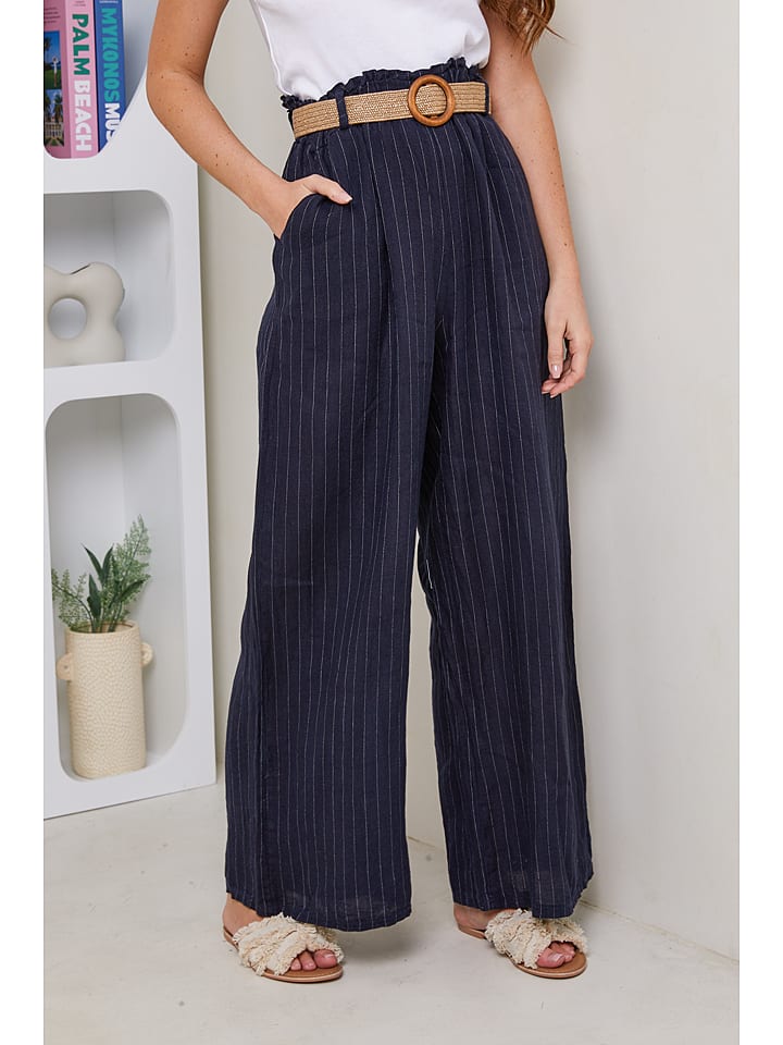 Rodier Lin Lniane spodnie w kolorze granatowym rozmiar: XL/XXL