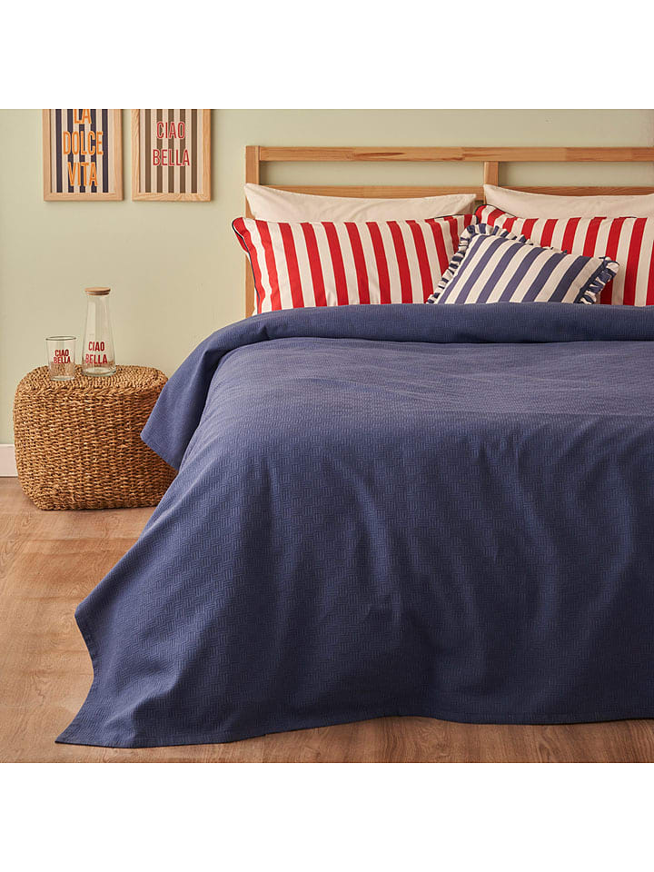 BELLA MAISON Narzuta "Line" w kolorze granatowym rozmiar: 200x220 cm