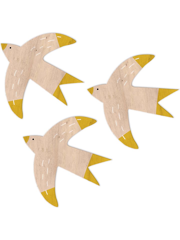 The Wild Hug Dekoracje ścienne (3 szt.) w kolorze beżowym - 10 x 10 cm rozmiar: onesize