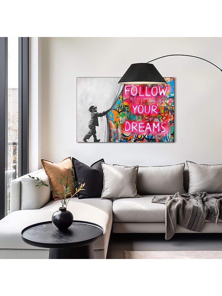 Orangewallz Druk artystyczny "Curtain Boy" w ramce rozmiar: 60x90 cm