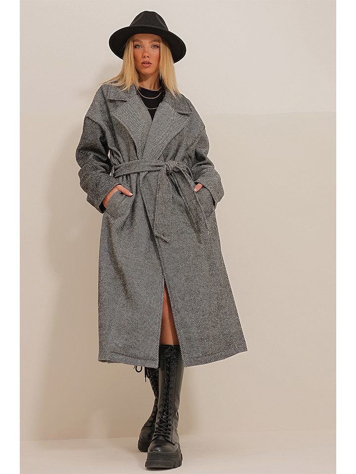 Trend Alaçatı Stili Płaszcz przejściowy w kolorze szarym rozmiar: S