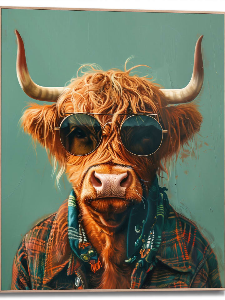 Orangewallz Druk artystyczny "Vintage Highlander" w ramce rozmiar: 50x70 cm