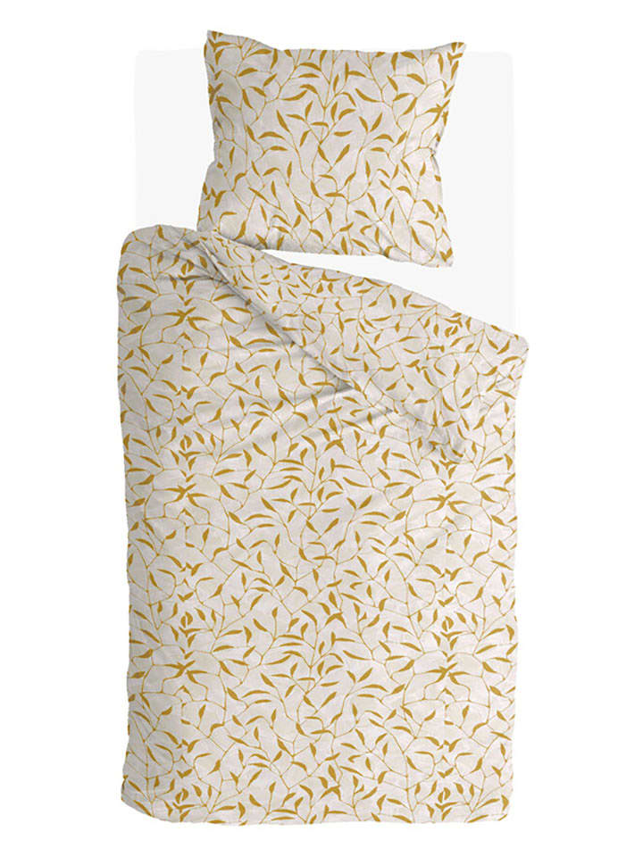 Walra Komplet pościeli renforcé "Lovely Leaves" w kolorze jasnobrązowo-beżowym rozmiar: 155x220 cm