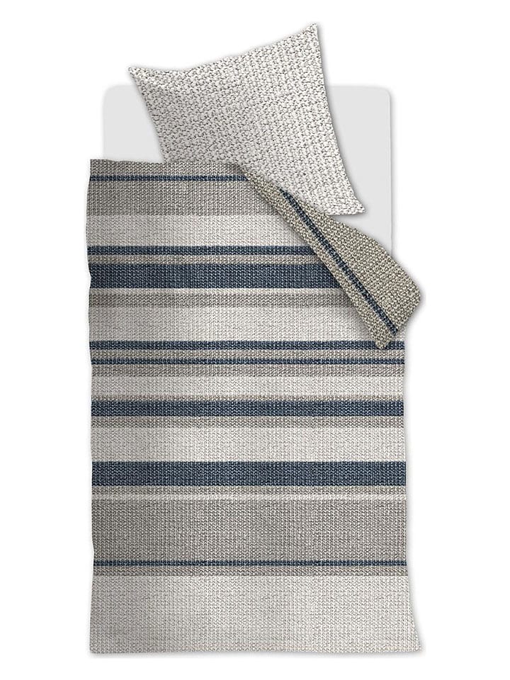 Rivièra Maison Komplet pościeli "Rattan" w kolorze beżowo-granatowym rozmiar: 135x200 cm