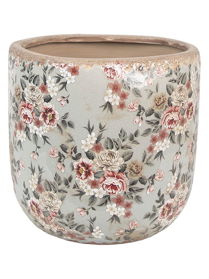 Clayre & Eef Doniczka w kolorze jasnoszaro-jasnoróżowym - wys. 18 x Ø 19 cm rozmiar: onesize