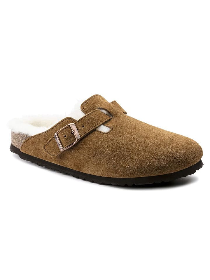 Birkenstock Skórzane klapki "Boston" w kolorze jasnobrązowym rozmiar: 37