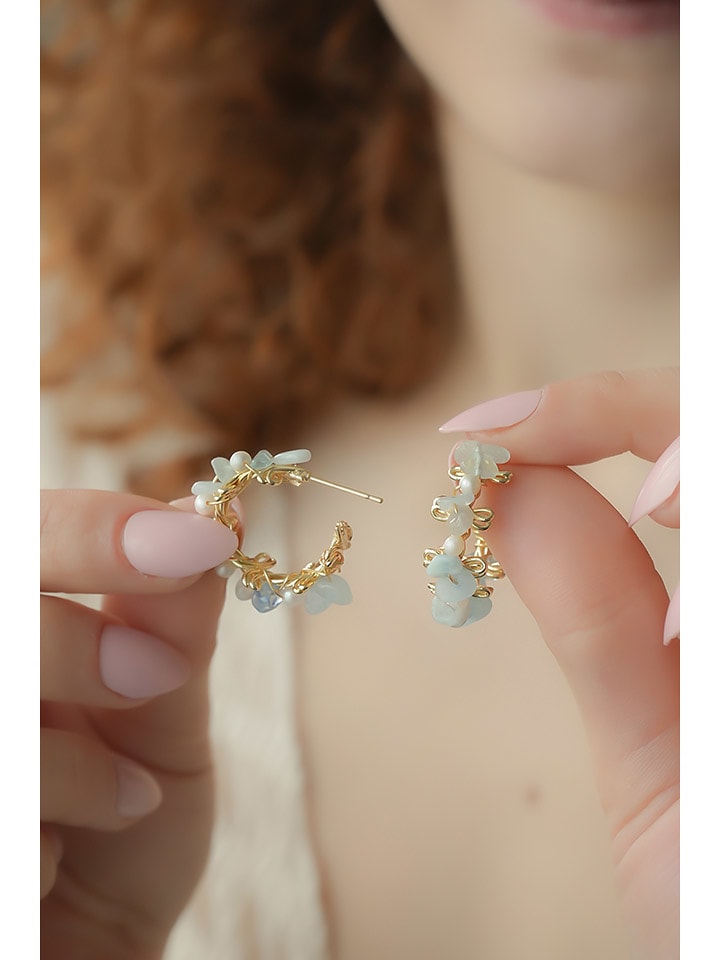 Pierres delicates Pozłacane kolczyki-półkreole z opalami rozmiar: onesize