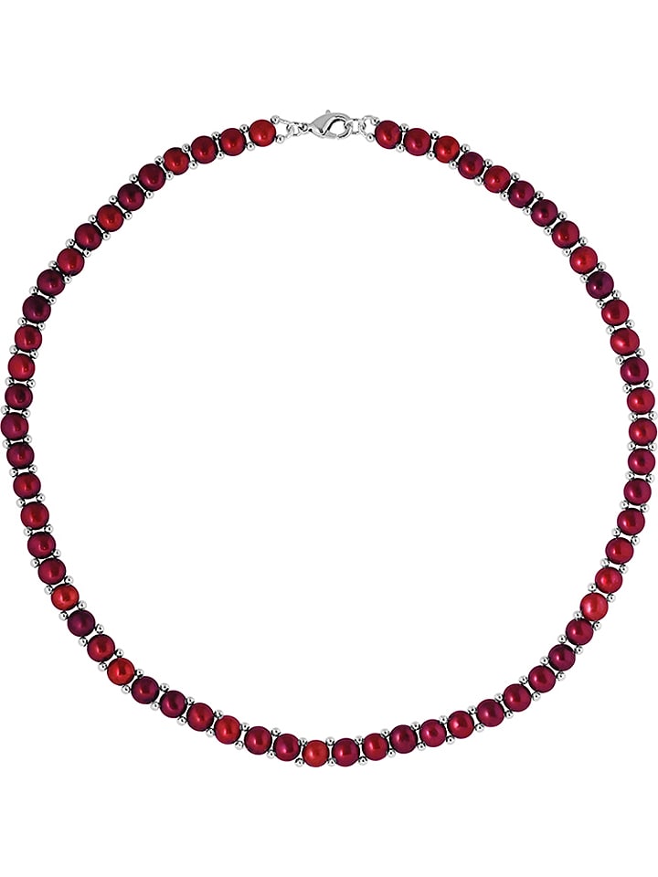 Mitzuko Naszyjnik z pereł w kolorze czerwonym - dł. 40 cm rozmiar: onesize