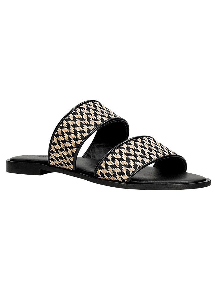 Wojas Skórzane klapki w kolorze beżowo-czarnym rozmiar: 38