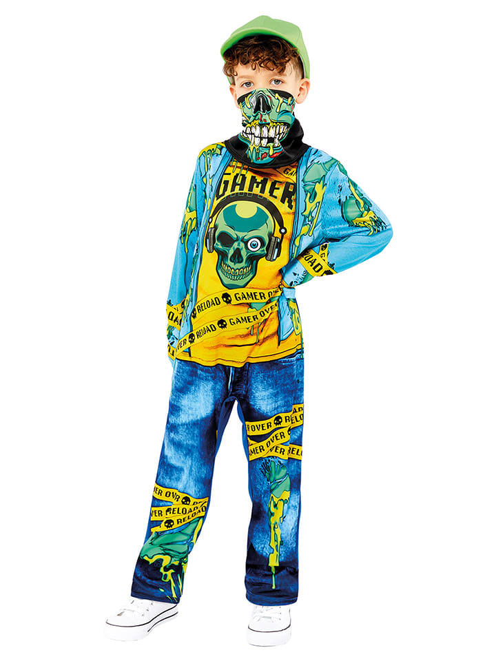 amscan 3-częściowy kostium "Gaming Zombie" w kolorze niebiesko-żółtym rozmiar: 116-128